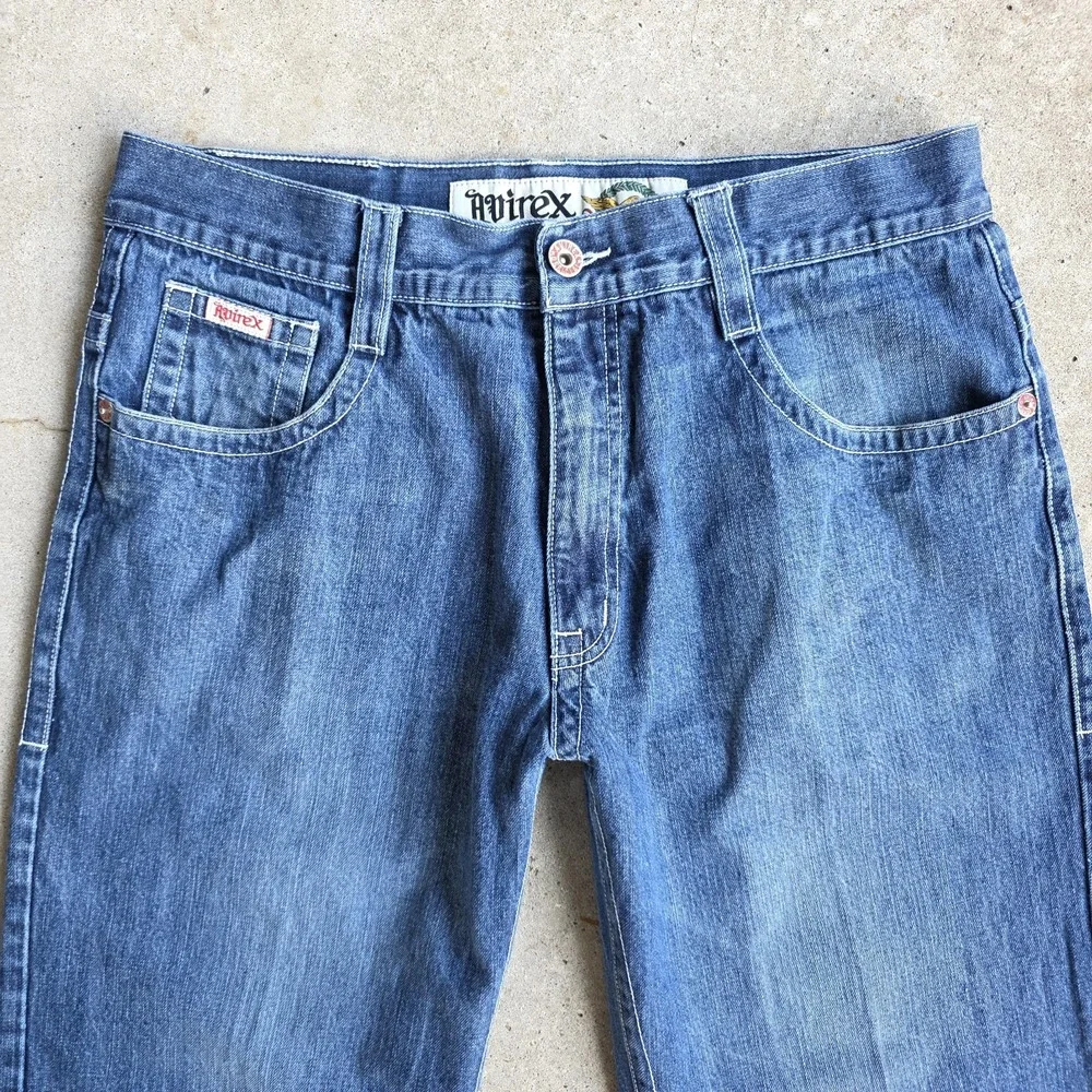 Avirex Baggy Wide Leg Jeans Size 38 (36x31) Blue Y2K Skater Grunge 90s Vintage